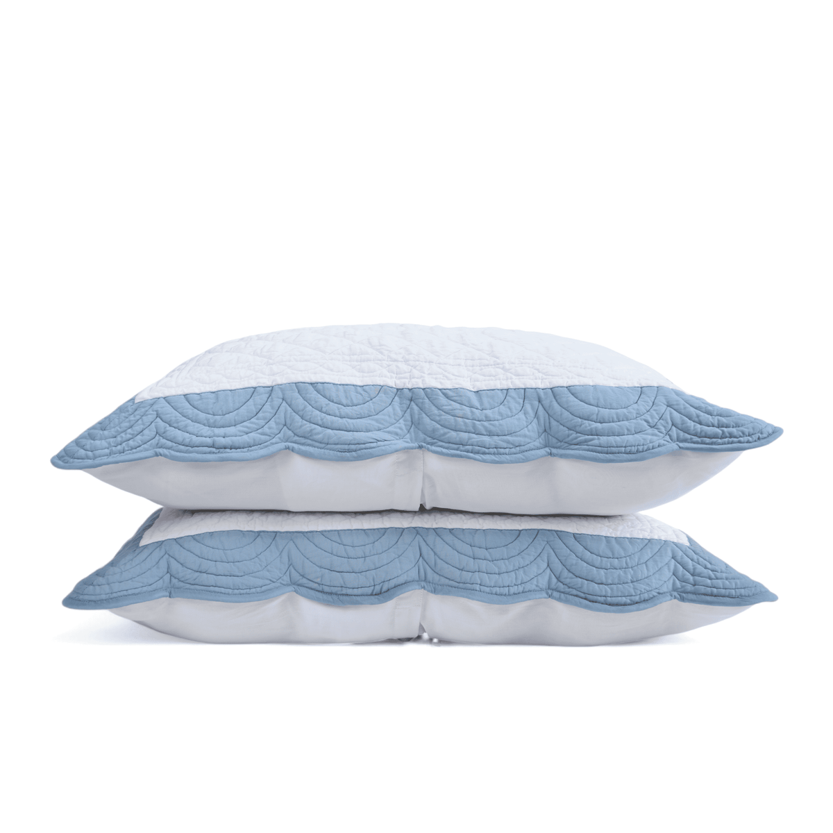 AMOUR - White and duck egg cotton PILLOW SHAM with scalloped border - sizes available