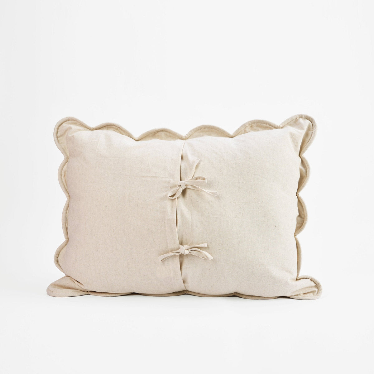 Amour Beige Linen-Cotton Quilted Pillow Sham | Scalloped Border | Standard, Queen, King & Euro