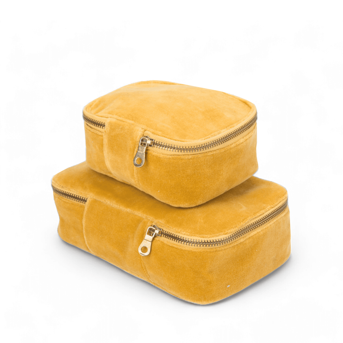 GIFT PACK - Set of 2 nesting boxes and Eye glass case in MUSTARD velvet
