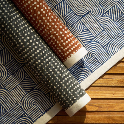 Rust Cotton Dot Print Modern Retro Area Rug for Living