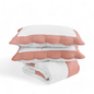 Amour Scalloped Quilt Bed Set | White & Coral Cotton | Diamond Quilting | Handmade