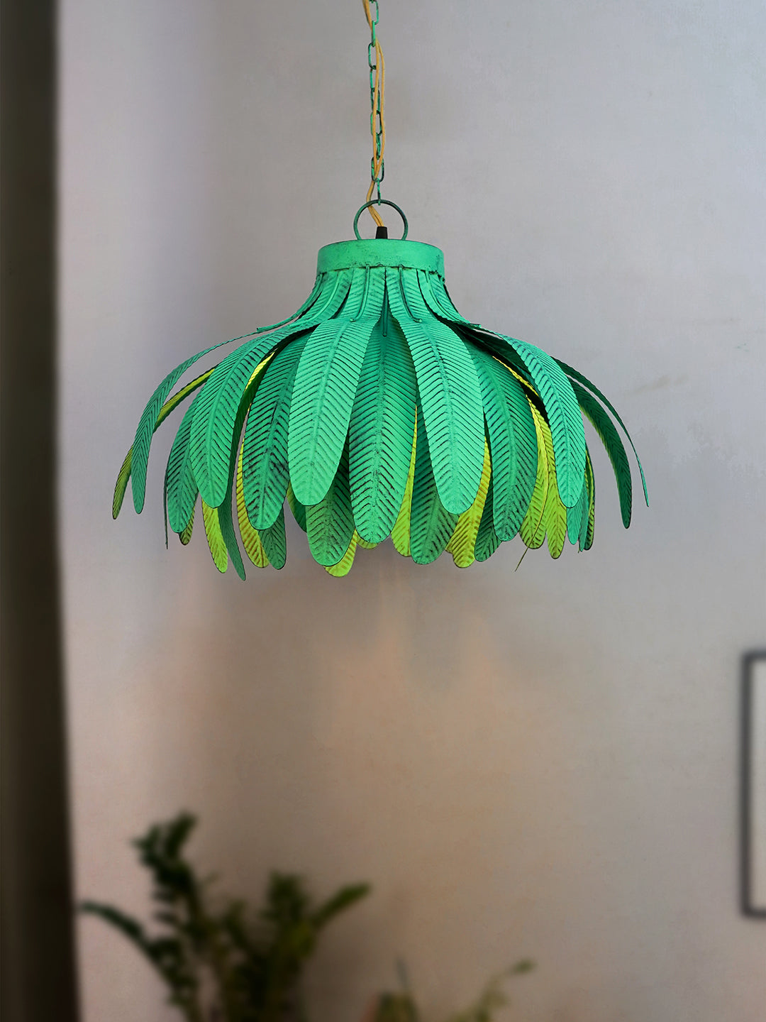 Green Antique Mild Steel 1-Light Pendant – 50.8 cm
