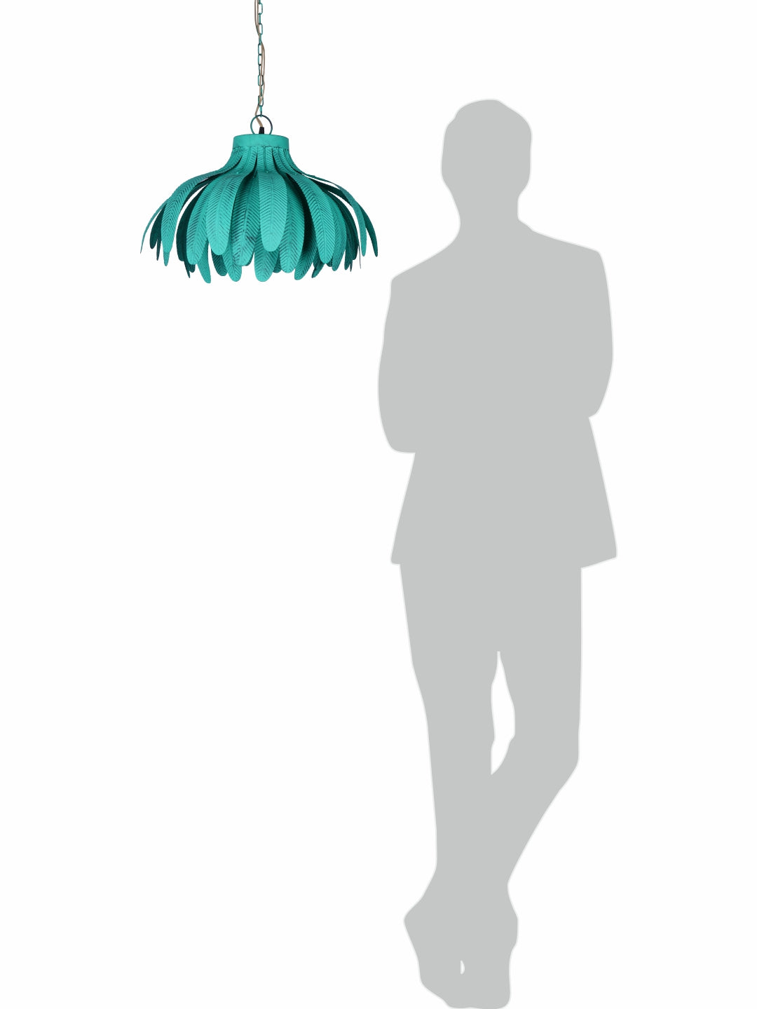 Green Antique Mild Steel 1-Light Pendant – 50.8 cm