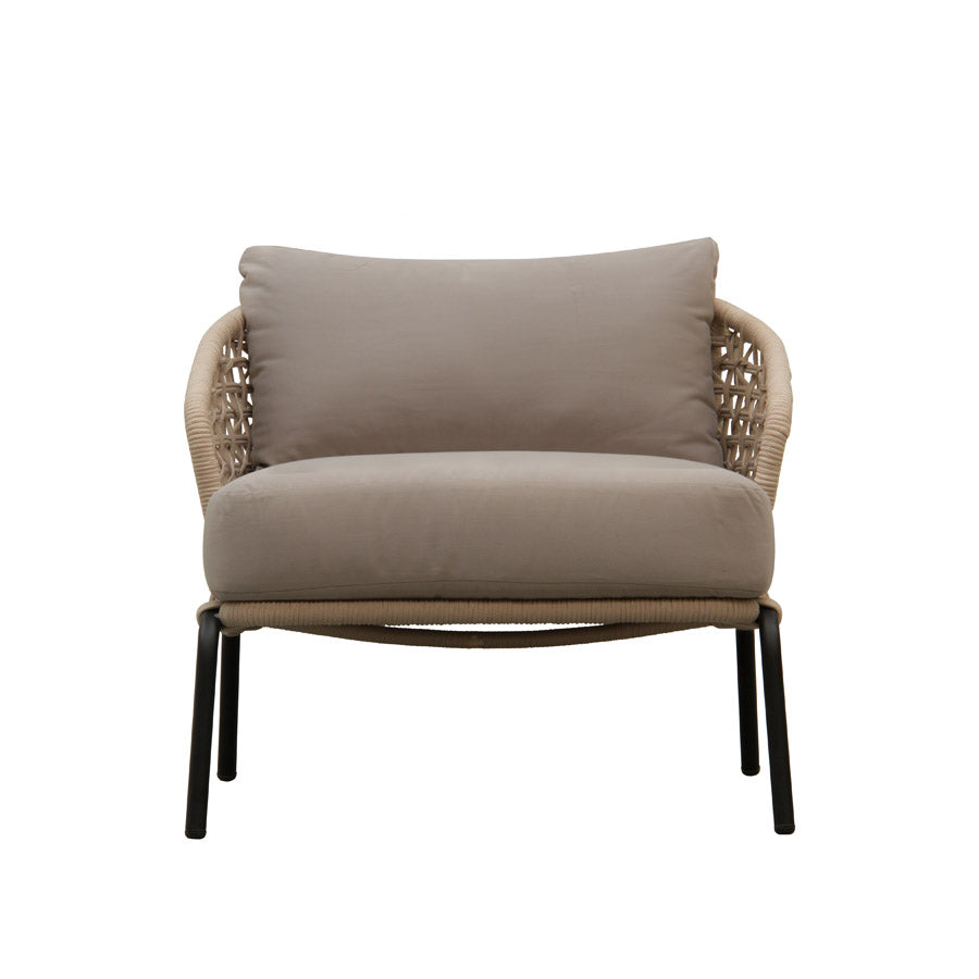 Majorca Outdoor Lounge Chair with Handwoven Marine-Grade Rope & Sunbrella Cushions