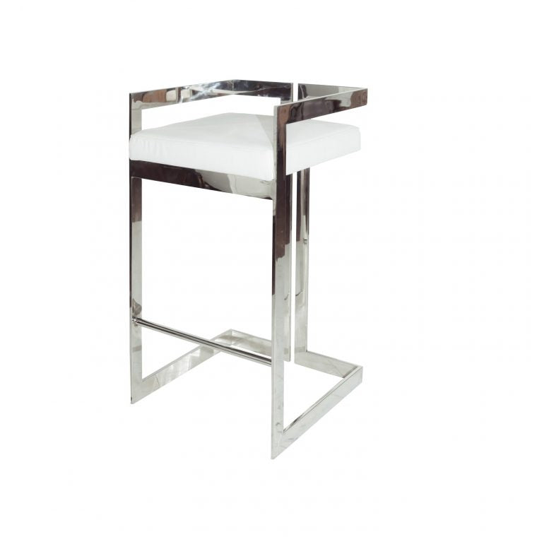 Emerson Modern Gold Finish Bar Stool with Plush White Cushion for Dining
