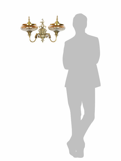 Brass Antique Glass Brass 2-Light Wall Sconce – 54.6 cm