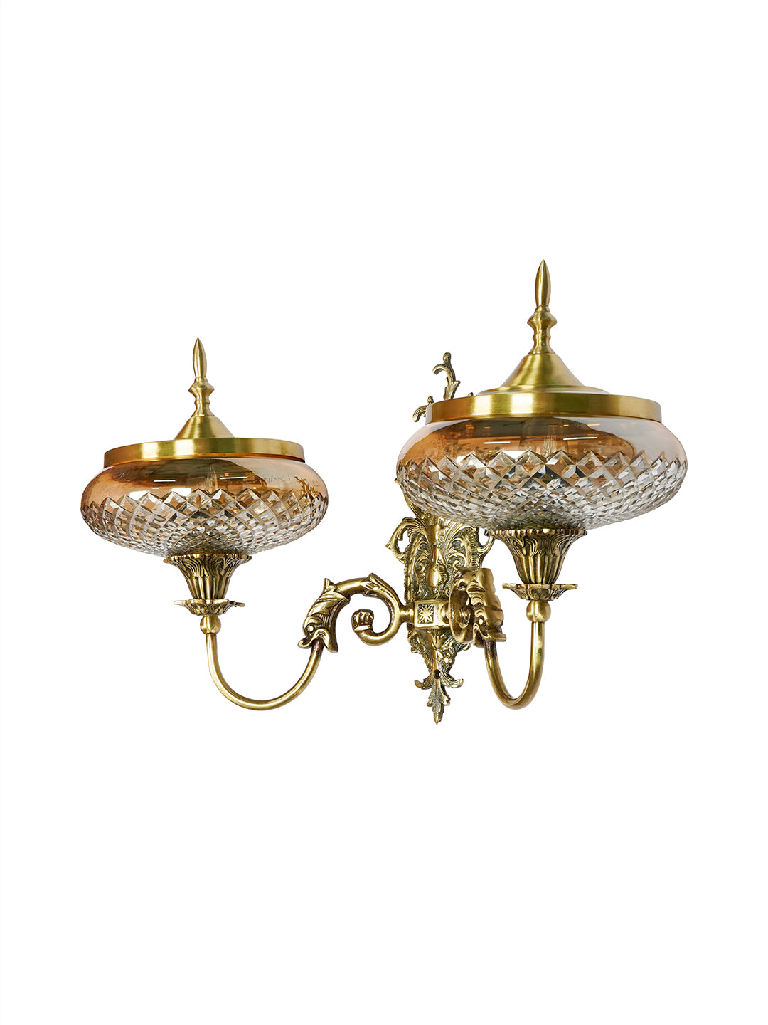 Brass Antique Glass Brass 2-Light Wall Sconce – 54.6 cm