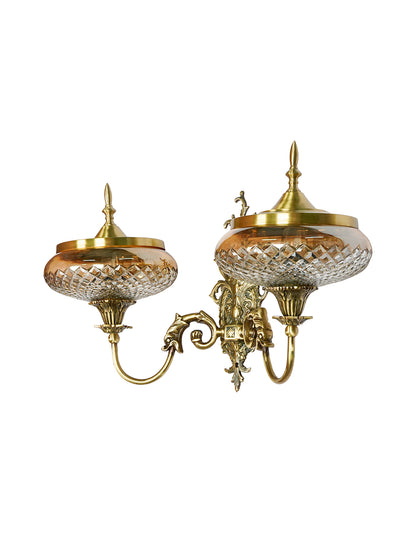 Brass Antique Glass Brass 2-Light Wall Sconce – 54.6 cm