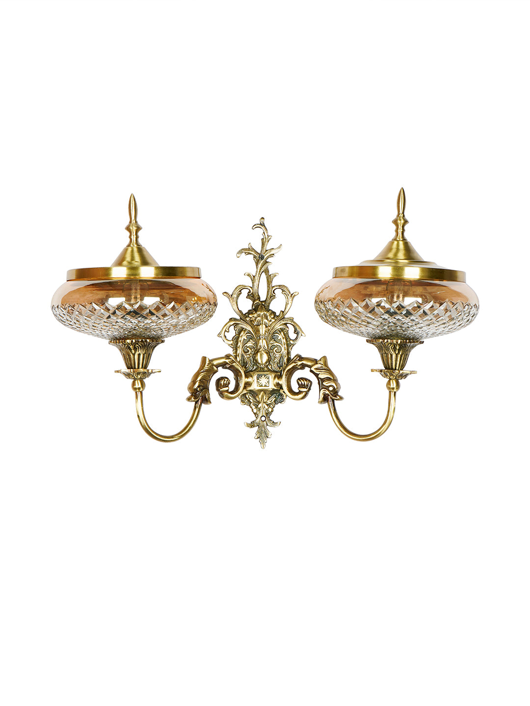 Brass Antique Glass Brass 2-Light Wall Sconce – 54.6 cm