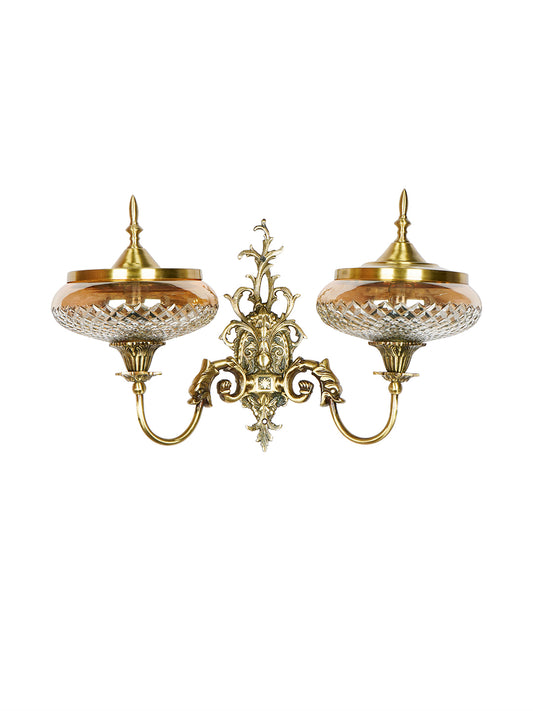 Brass Antique Glass Brass 2-Light Wall Sconce – 54.6 cm
