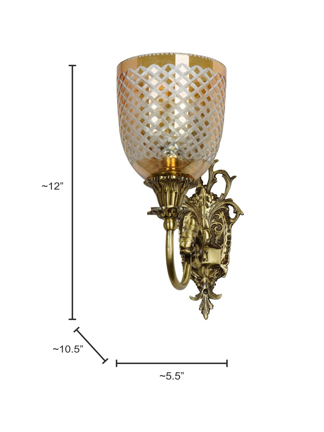 Brass Antique Glass Brass 1-Light Wall Sconce – 30.5 cm