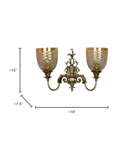Brass Antique Glass Brass 2-Light Wall Sconce – 45.7 cm