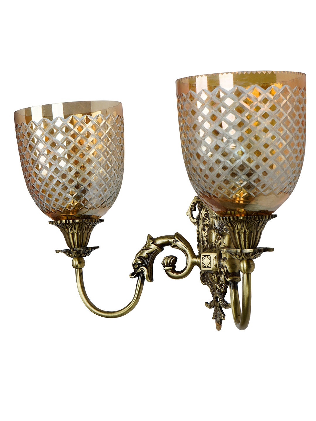 Brass Antique Glass Brass 2-Light Wall Sconce – 45.7 cm