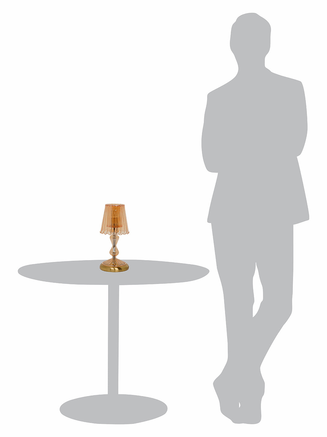 Fluted Golden Luster Glass Accent Table Lamp with Brass Base - Romantic Modern Small Bedside Light