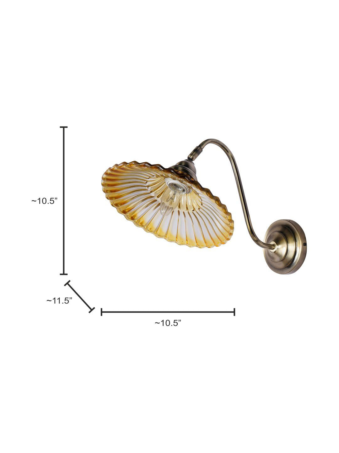 Brass Antique Glass Mild Steel 1-Light Wall Sconce – 26.7 cm
