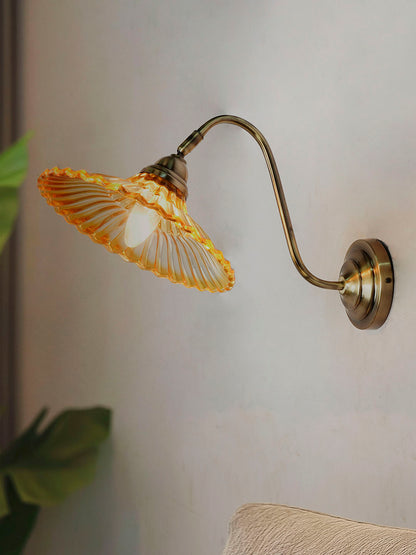 Brass Antique Glass Mild Steel 1-Light Wall Sconce – 26.7 cm