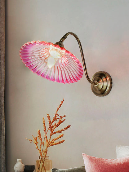 Pink Ribbed Glass 1-Light Wall Sconce – 26.7 cm