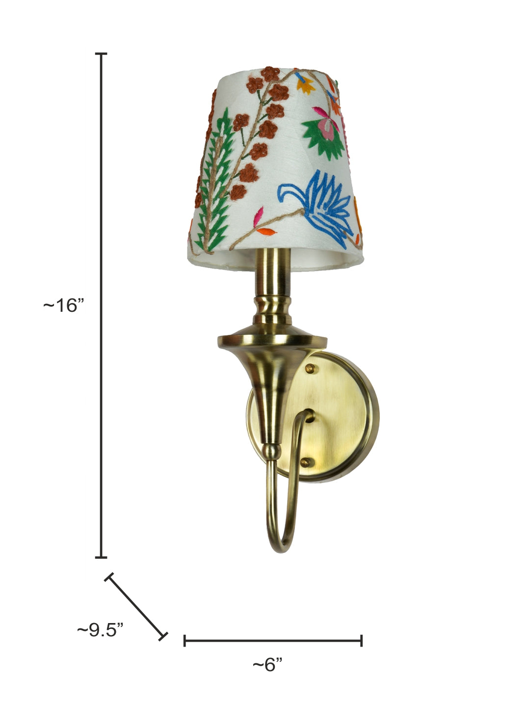 Brass Antique Fabric Brass 1-Light Wall Sconce – 40.6 cm