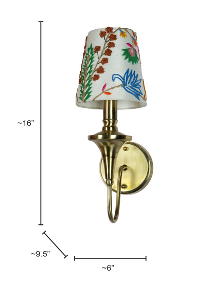 Brass Antique Fabric Brass 1-Light Wall Sconce – 40.6 cm