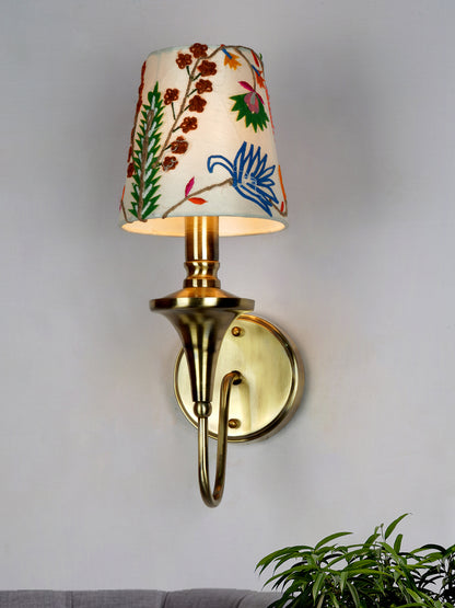 Brass Antique Fabric Brass 1-Light Wall Sconce – 40.6 cm