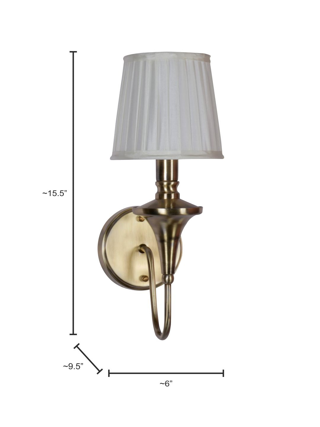 Brass Antique Fabric Brass 1-Light Wall Sconce – 38.1 cm