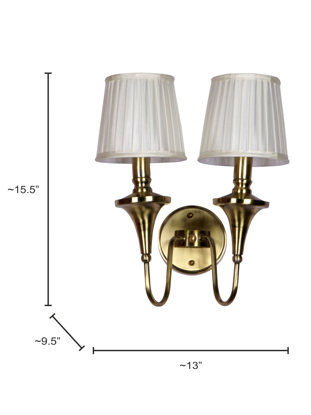 Brass Antique Fabric Brass 2-Light Wall Sconce – 39.4 cm