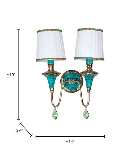 Green Fabric Mild Steel 2-Light Wall Sconce – 48.3 cm