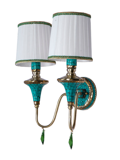 Green Fabric Mild Steel 2-Light Wall Sconce – 48.3 cm