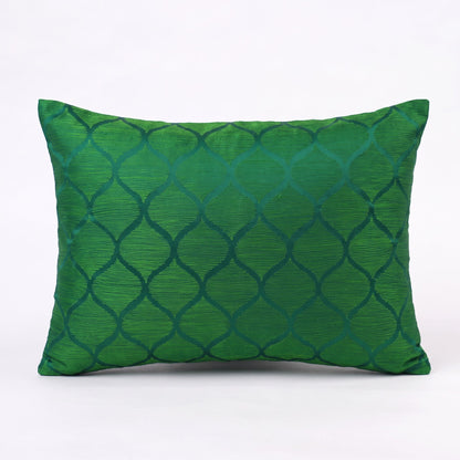 Shadow – Green Ogee Embroidered Cushion Cover | Poly Taffeta | 3 Sizes