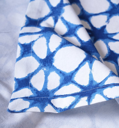 Blue & White Tie Dye Prism Print Cotton Tablecloth | 4 & 6 Seater Sizes