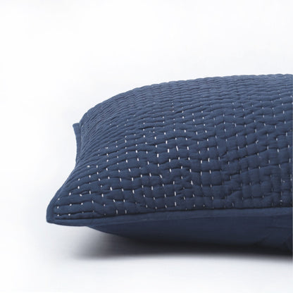 Indigo Kantha Pillow Shams | Hand Quilted 4-Layer Muslin Gauze | Multiple Sizes