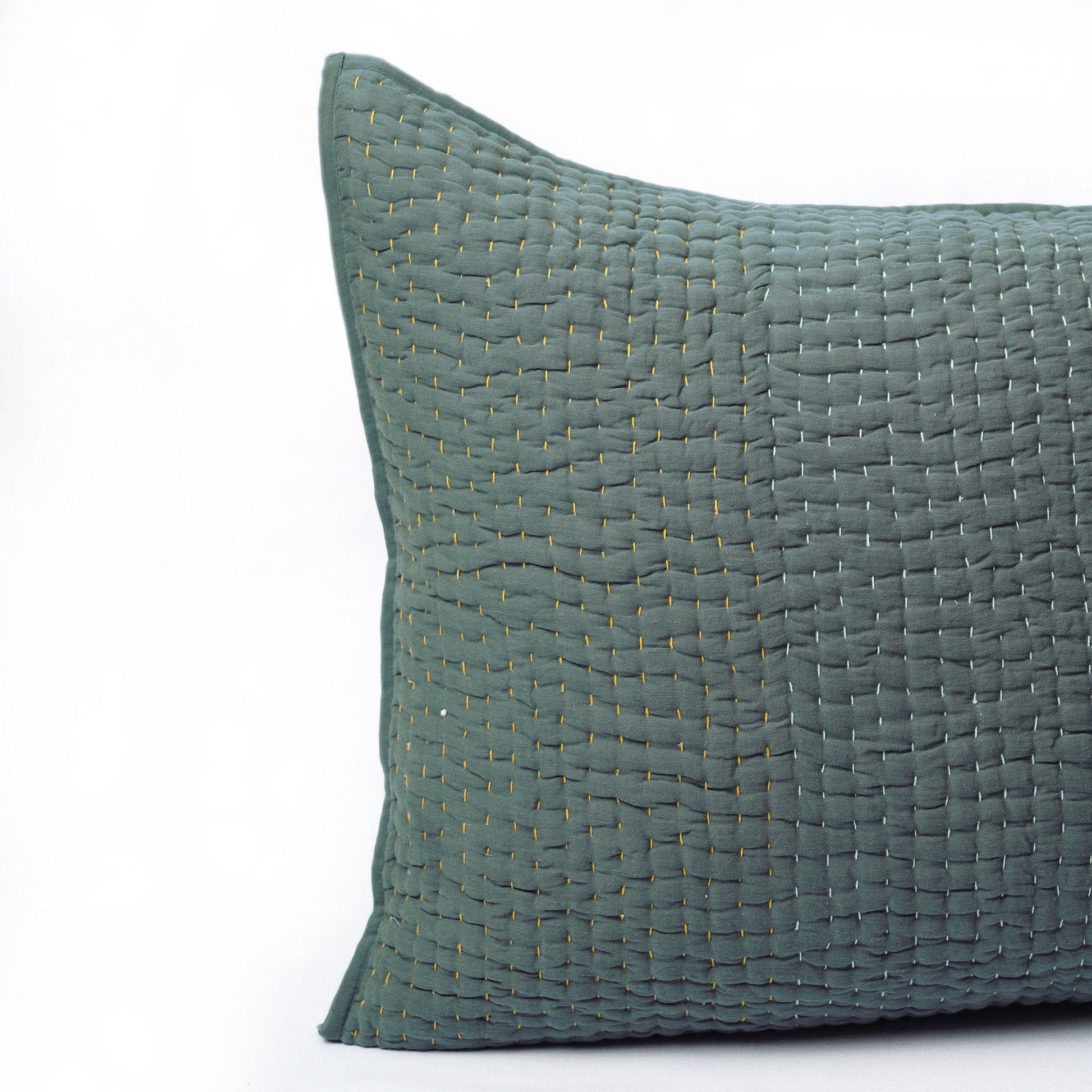 Olive Green Hand Quilted 4-Layer Muslin Gauze Bedset