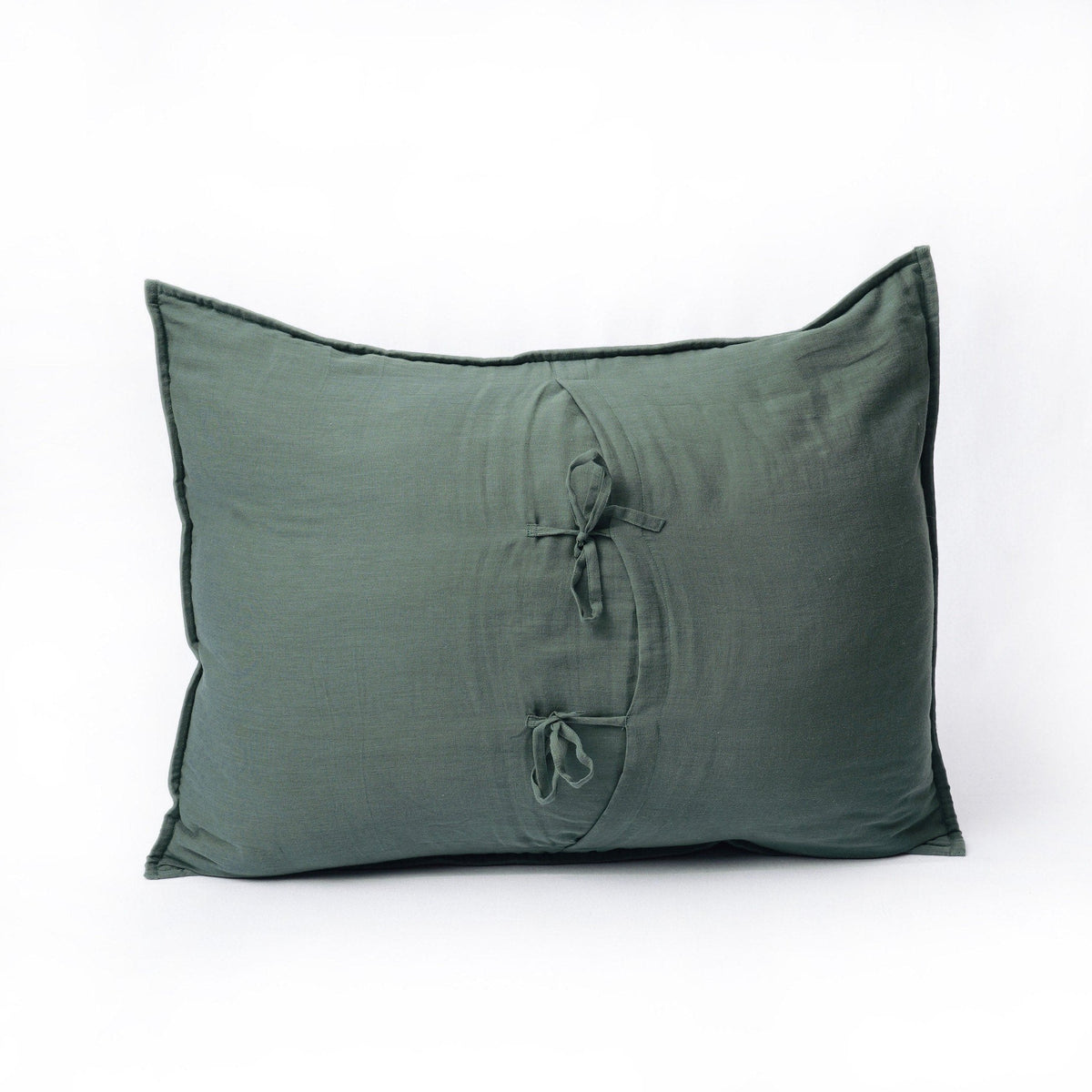 Olive Green Kantha Quilted Bed Set | Hand Quilted 4-Layer Muslin Gauze | Twin, Queen & King