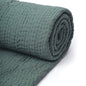 Olive Green Kantha Quilt | Hand Quilted 4-Layer Muslin Gauze | Twin, Queen & King