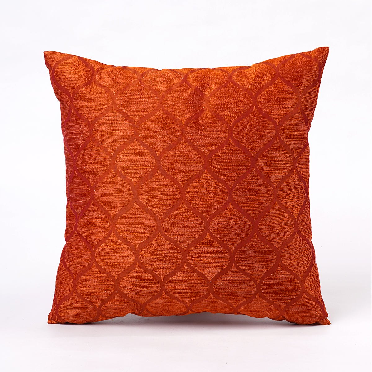 Rust Ogee Embroidered Pillow Cover – Shadow Collection Polytafetta Home Decor