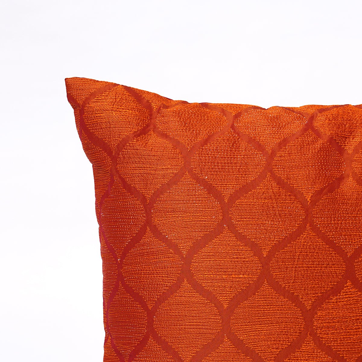 Rust Ogee Embroidered Pillow Cover – Shadow Collection Polytafetta Home Decor