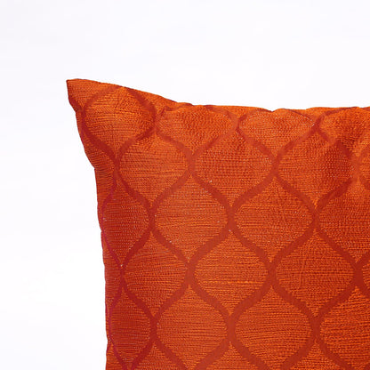 Shadow – Rust Ogee Embroidered Cushion Cover | Poly Taffeta | 3 Sizes