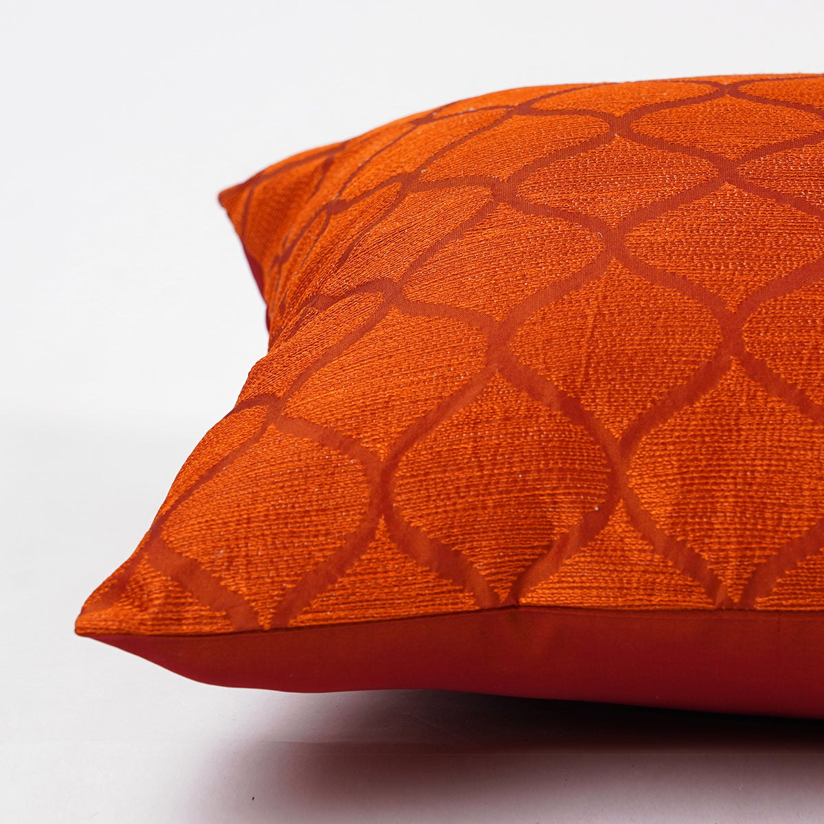 Rust Ogee Embroidered Pillow Cover – Shadow Collection Polytafetta Home Decor