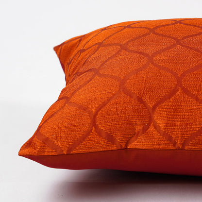 Shadow – Rust Ogee Embroidered Cushion Cover | Poly Taffeta | 3 Sizes