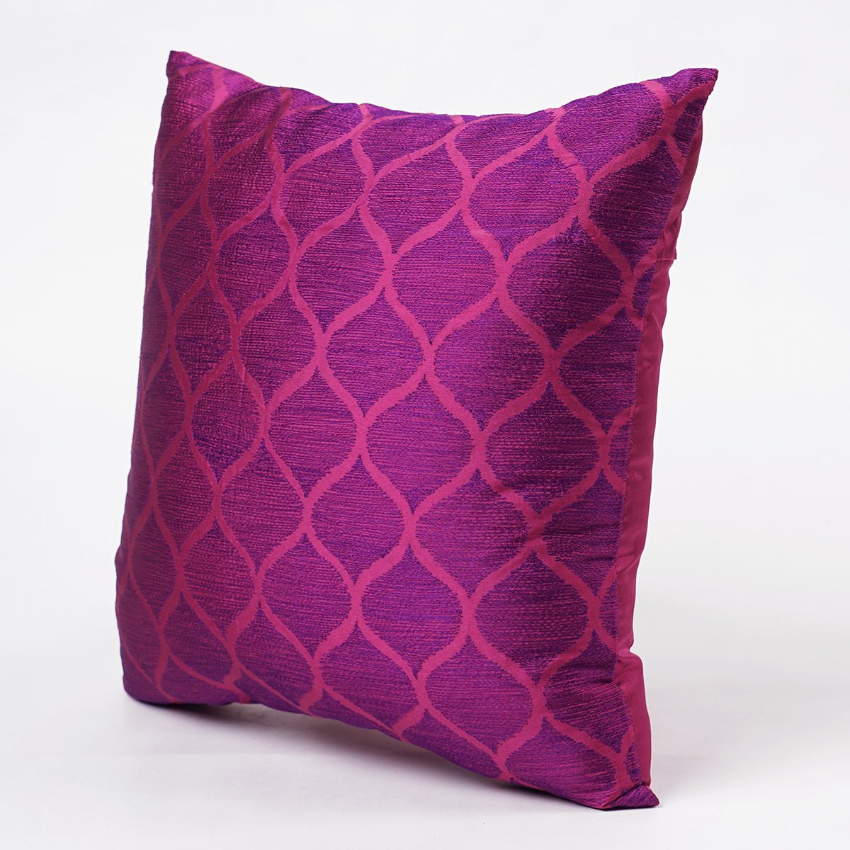 Shadow – Magenta & Purple Ogee Embroidered Cushion Cover | Poly Taffeta | 3 Sizes