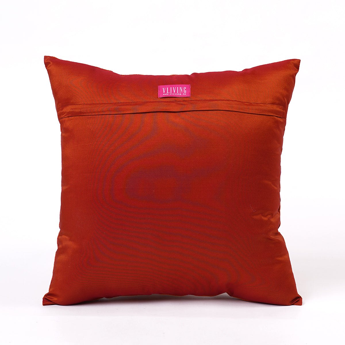 Shadow – Rust Ogee Embroidered Cushion Cover | Poly Taffeta | 3 Sizes