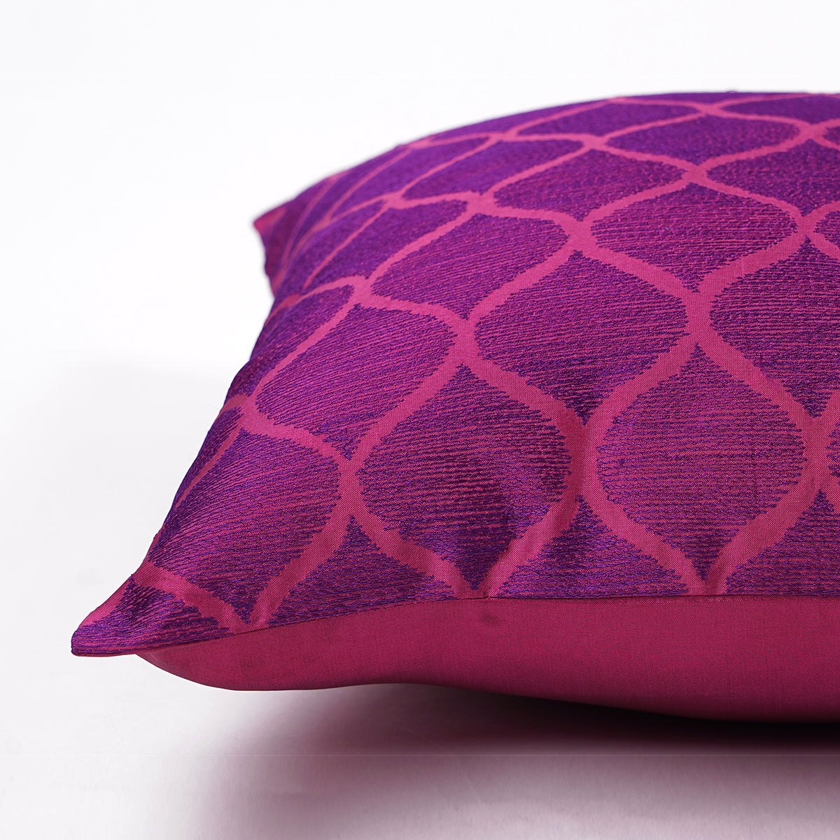 Shadow – Magenta & Purple Ogee Embroidered Cushion Cover | Poly Taffeta | 3 Sizes