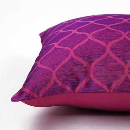 Shadow – Magenta & Purple Ogee Embroidered Cushion Cover | Poly Taffeta | 3 Sizes
