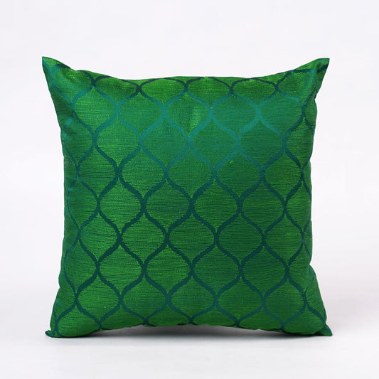 Shadow Green Ogee Embroidered Polytafetta Pillow Cover – 3 Sizes