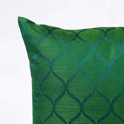 Shadow – Green Ogee Embroidered Cushion Cover | Poly Taffeta | 3 Sizes