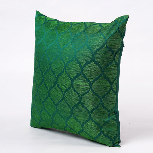 Shadow Green Ogee Embroidered Polytafetta Pillow Cover – 3 Sizes