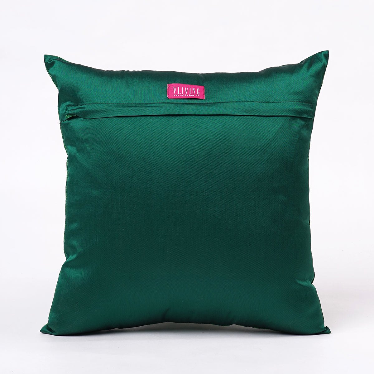 Shadow Green Ogee Embroidered Polytafetta Pillow Cover – 3 Sizes