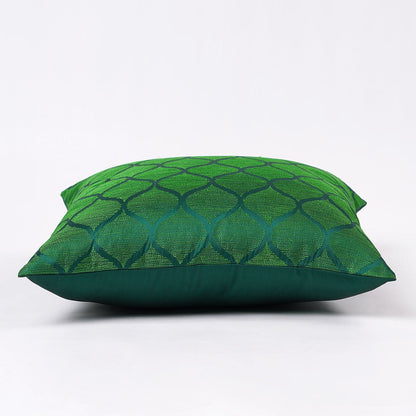 Shadow – Green Ogee Embroidered Cushion Cover | Poly Taffeta | 3 Sizes