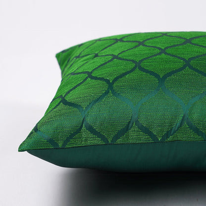Shadow – Green Ogee Embroidered Cushion Cover | Poly Taffeta | 3 Sizes