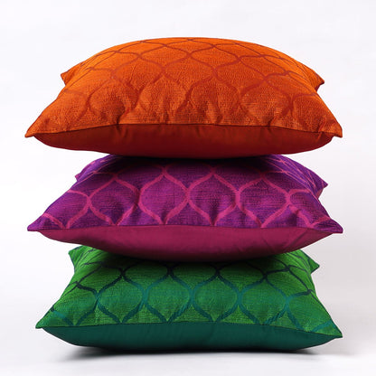 Shadow – Green Ogee Embroidered Cushion Cover | Poly Taffeta | 3 Sizes